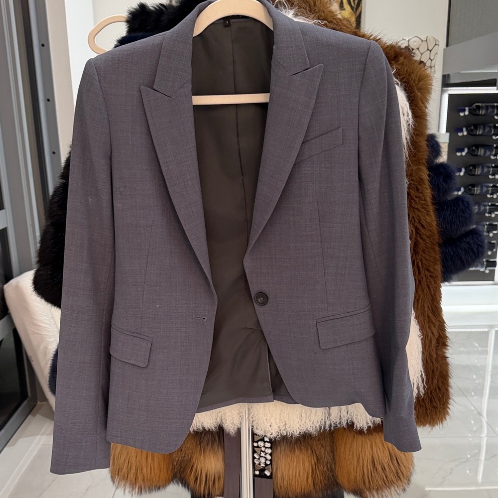 Theory Women's Gray Blazer with Notch Lapels